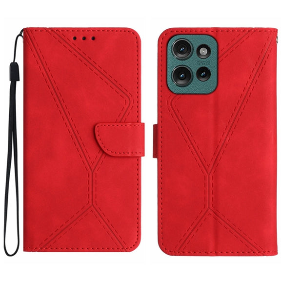 For Motorola Moto G15 Stitching Embossed Leather Phone Case(Red)