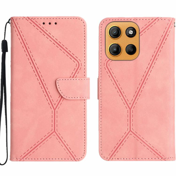 For Motorola Moto G Stylus 5G 2025 Stitching Embossed Leather Phone Case(Pink)