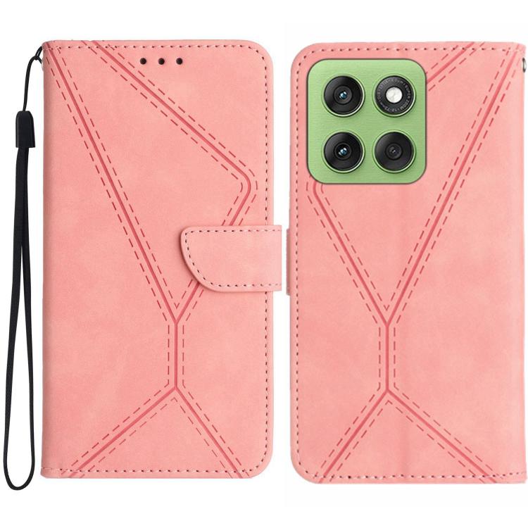 For Motorola Edge 60 5G Stitching Embossed Leather Phone Case(Pink)