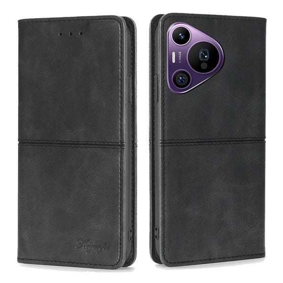 For Huawei Pura 70 Pro / 70 Pro+ 5G Cow Texture Magnetic Leather Phone Case(Black)