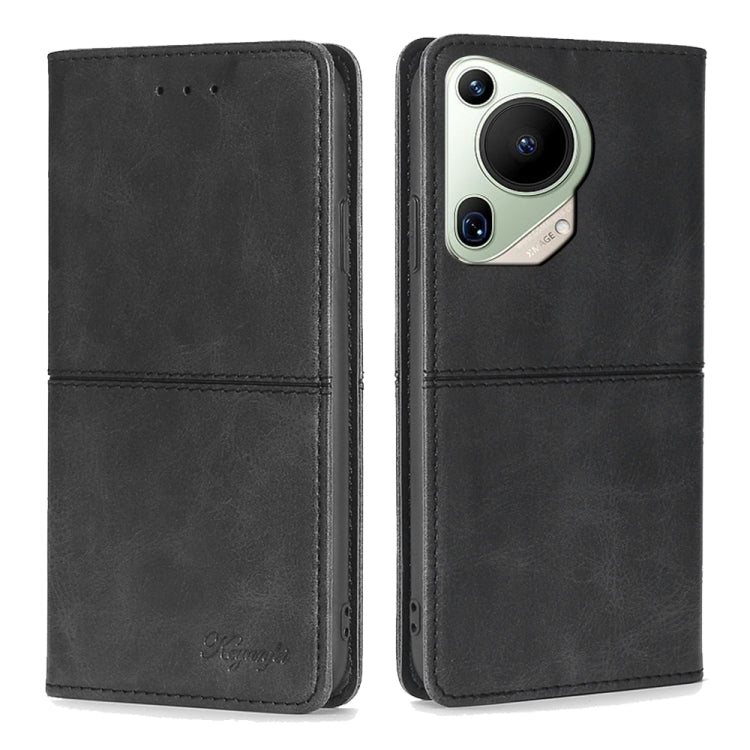 For Huawei Pura 70 Ultra 5G Cow Texture Magnetic Leather Phone Case(Black)