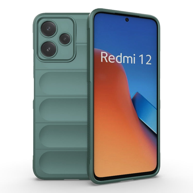 For Xiaomi Redmi 12 5G Magic Shield TPU + Flannel Phone Case(Dark Green)
