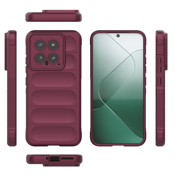 For Xiaomi 14 5G Magic Shield TPU + Flannel Phone Case(Wine Red)