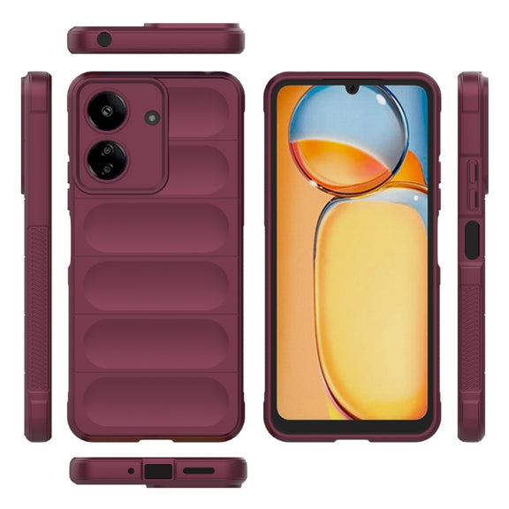For Xiaomi Redmi 13C 4G Global Magic Shield TPU + Flannel Phone Case(Wine Red)