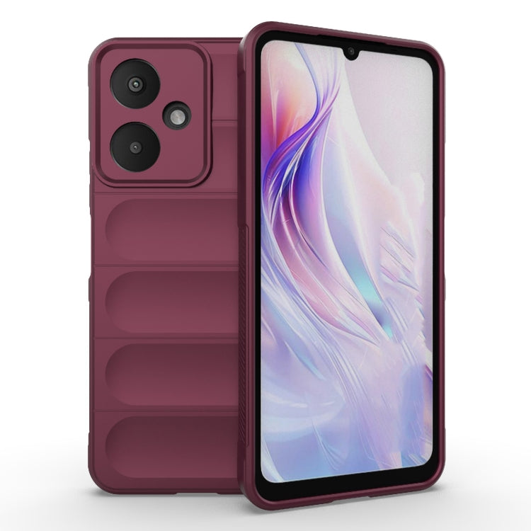 For Xiaomi Redmi 13C 5G Magic Shield TPU + Flannel Phone Case(Wine Red)