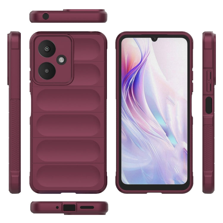 For Xiaomi Redmi 13C 5G Magic Shield TPU + Flannel Phone Case(Wine Red)