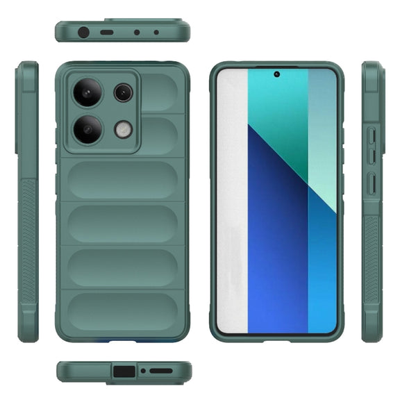 For Xiaomi Redmi Note 13 4G Global Magic Shield TPU + Flannel Phone Case(Dark Green)