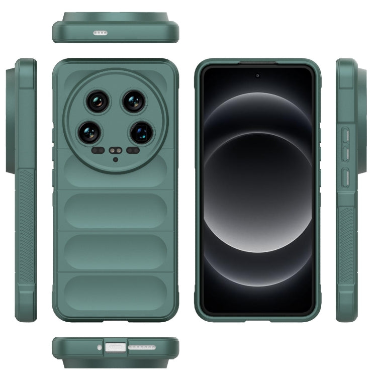 For Xiaomi 14 Ultra Magic Shield TPU + Flannel Phone Case(Dark Green)