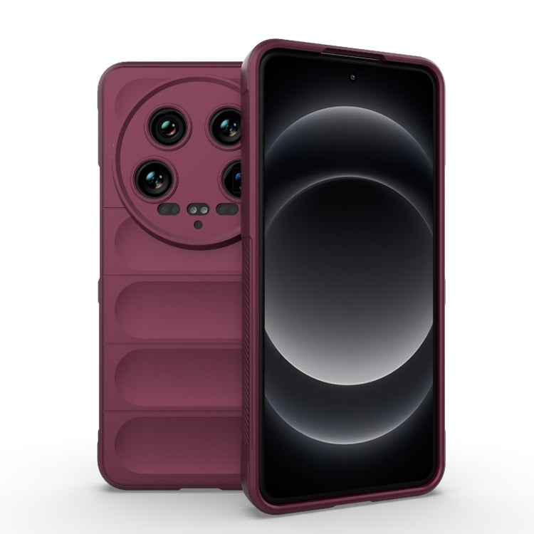 For Xiaomi 14 Ultra Magic Shield TPU + Flannel Phone Case(Wine Red)