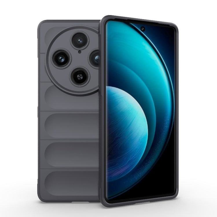 For vivo X100 Pro 5G Magic Shield TPU + Flannel Phone Case(Dark Grey)