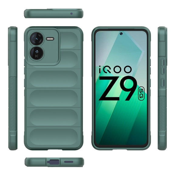 For vivo iQOO Z9 5G Magic Shield TPU + Flannel Phone Case(Dark Green)