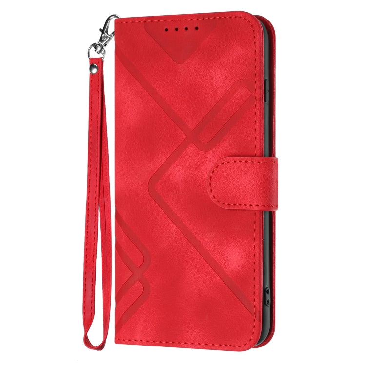 For OPPO A79 Line Pattern Skin Feel Leather Phone Case(Red)