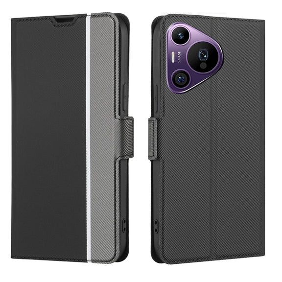 For Huawei Pura 70 Pro / 70 Pro+ 5G Twill Texture Side Button Leather Phone Case(Black)
