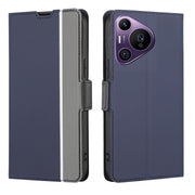 For Huawei Pura 70 Pro / 70 Pro+ 5G Twill Texture Side Button Leather Phone Case(Blue)