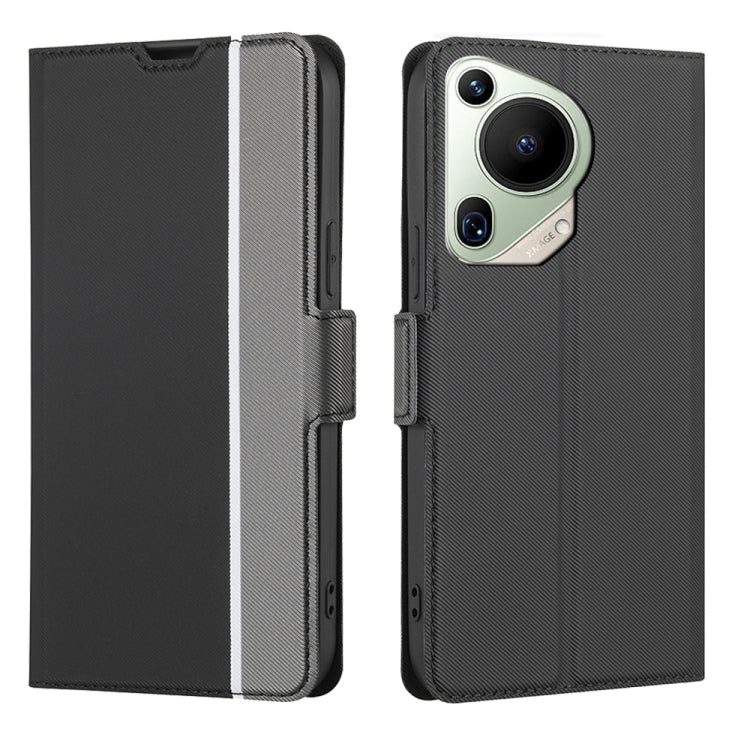 For Huawei Pura 70 Ultra 5G Twill Texture Side Button Leather Phone Case(Black)