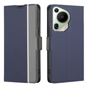 For Huawei Pura 70 Ultra 5G Twill Texture Side Button Leather Phone Case(Blue)