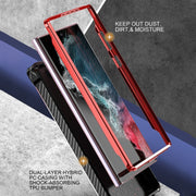 For Samsung Galaxy S22 Ultra 5G Armor Series Holder Phone Case(Red)