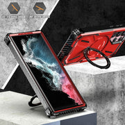For Samsung Galaxy S22 Ultra 5G Armor Series Holder Phone Case(Red)