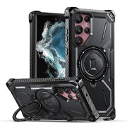 For Samsung Galaxy S22 Ultra 5G Armor Series Holder Phone Case(Black)