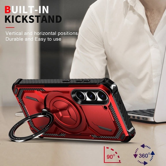 For Samsung Galaxy S24 5G Armor Series Holder Phone Case(Red)