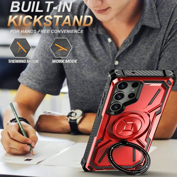 For Samsung Galaxy S24 Ultra 5G Armor Series Holder Phone Case(Red)