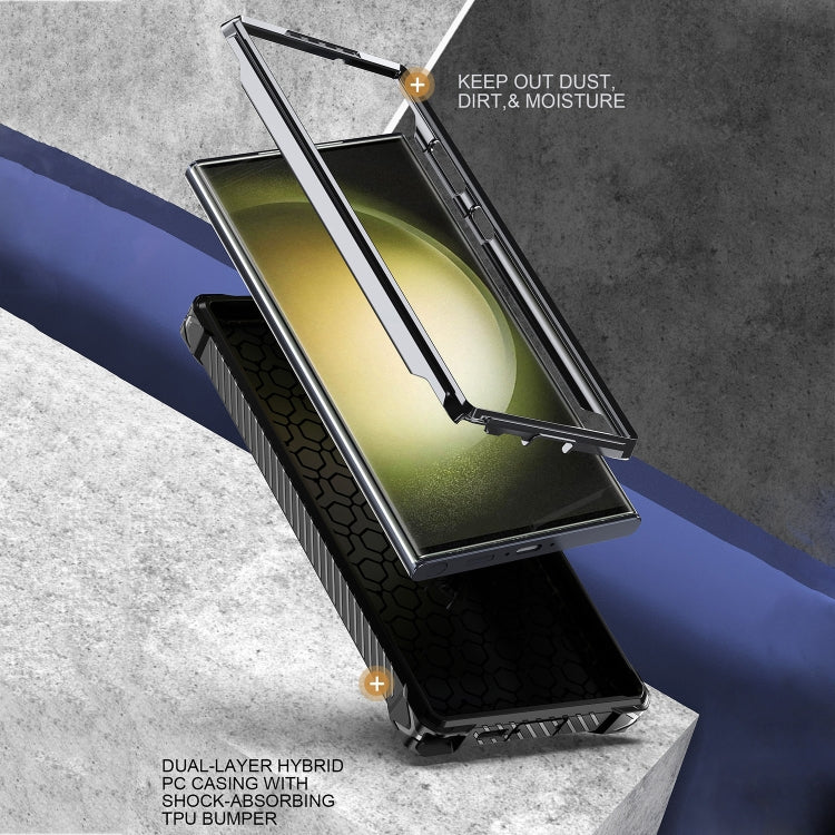 For Samsung Galaxy S24 Ultra 5G Armor Series Holder Phone Case(Blue)