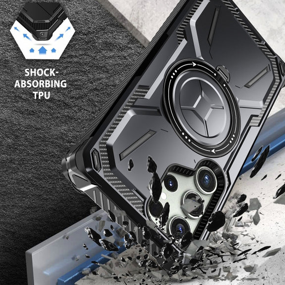 For Samsung Galaxy S24 Ultra 5G Armor Series Holder Phone Case(Blue)