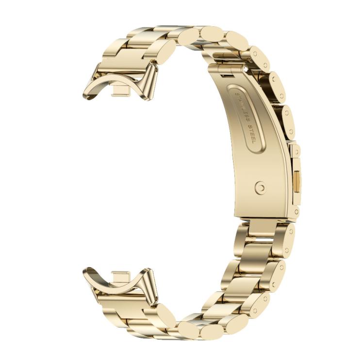 For Xiaomi Mi Band 8 / 9 / 9 NFC Mijobs Three Bead Stainless Steel Watch Band(Light Gold)