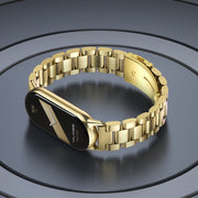 For Xiaomi Mi Band 8 / 9 / 9 NFC Mijobs Three Bead Stainless Steel Watch Band(Light Gold)