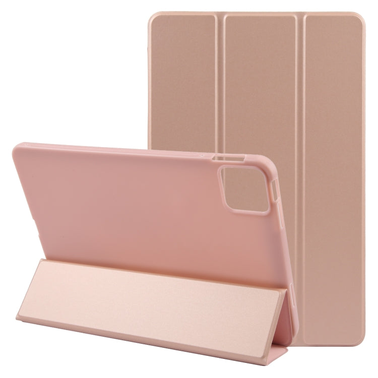 For Xiaomi Pad 6 Max 14 Three-fold Holder Flip Tablet Leather Case(Rose Gold)