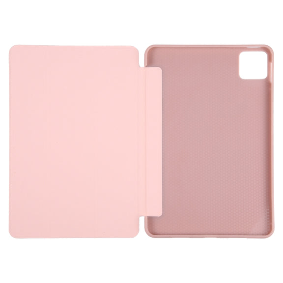 For Xiaomi Pad 6 Max 14 Three-fold Holder Flip Tablet Leather Case(Rose Gold)