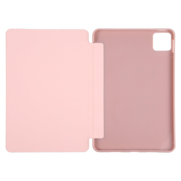 For Xiaomi Pad 6 Max 14 Three-fold Holder Flip Tablet Leather Case(Rose Gold)