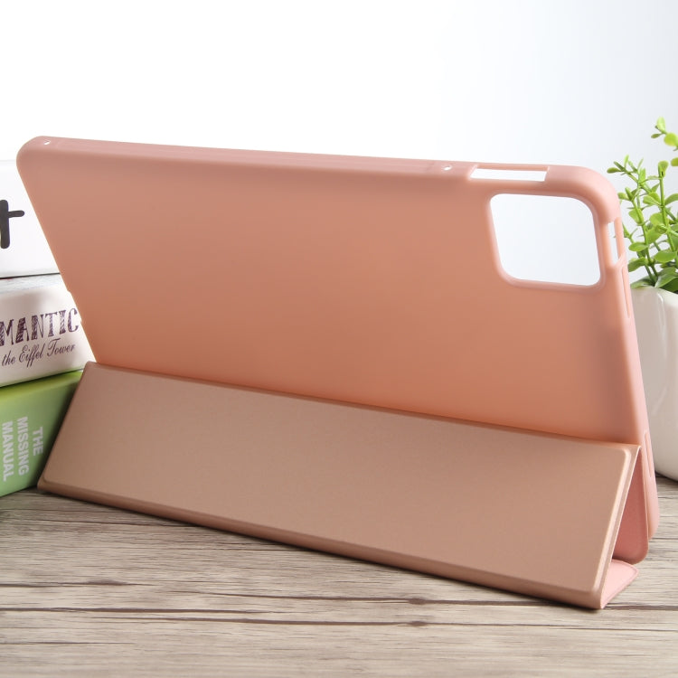 For Xiaomi Pad 6 Max 14 Three-fold Holder Flip Tablet Leather Case(Rose Gold)