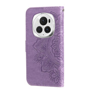 For Honor Magic6 Pro Seven-petal Flowers Embossing Leather Phone Case(Light Purple)