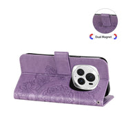 For Honor Magic6 Pro Seven-petal Flowers Embossing Leather Phone Case(Light Purple)