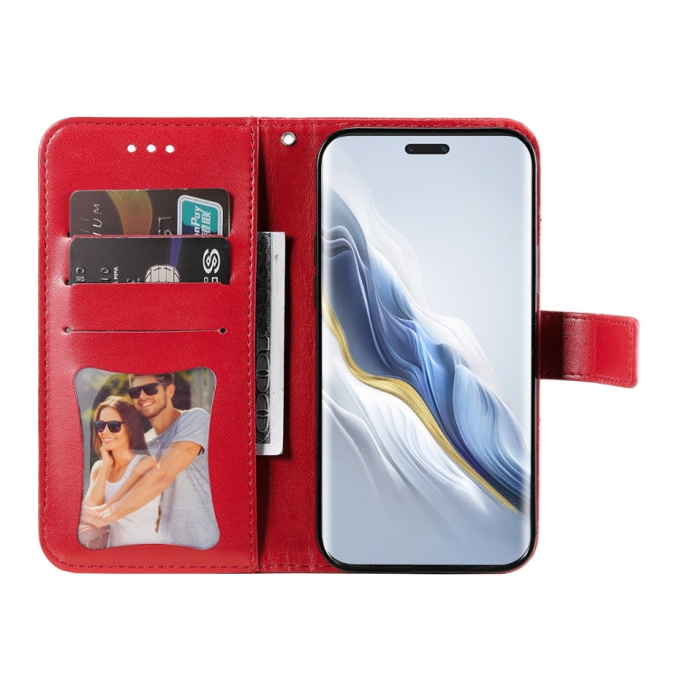 For Honor Magic6 Pro Seven-petal Flowers Embossing Leather Phone Case(Red)