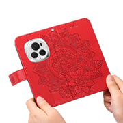 For Honor Magic6 Pro Seven-petal Flowers Embossing Leather Phone Case(Red)