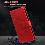 For Honor Magic6 Pro Seven-petal Flowers Embossing Leather Phone Case(Red)