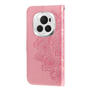For Honor Magic6 Pro Seven-petal Flowers Embossing Leather Phone Case(Rose Gold)