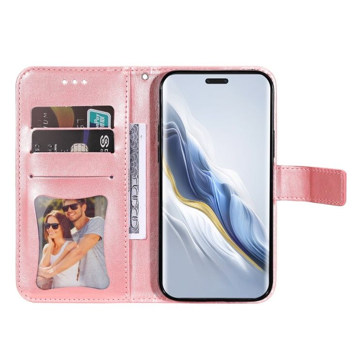 For Honor Magic6 Pro Seven-petal Flowers Embossing Leather Phone Case(Rose Gold)