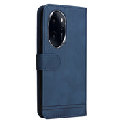 For Honor 100 Pro Skin Feel Life Tree Metal Button Leather Phone Case(Blue)
