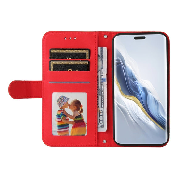 For Honor Magic6 Pro Skin Feel Life Tree Metal Button Leather Phone Case(Red)