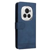 For Honor Magic6 Pro Skin Feel Life Tree Metal Button Leather Phone Case(Blue)