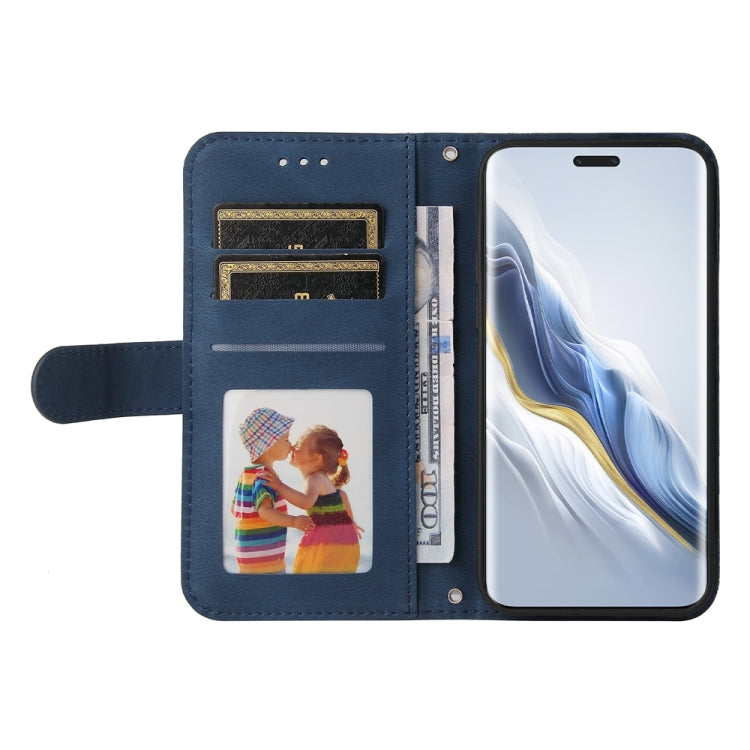 For Honor Magic6 Pro Skin Feel Life Tree Metal Button Leather Phone Case(Blue)