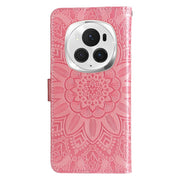 For Honor Magic6 Pro Embossed Sunflower Leather Phone Case(Rose Gold)