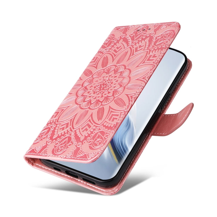 For Honor Magic6 Pro Embossed Sunflower Leather Phone Case(Rose Gold)