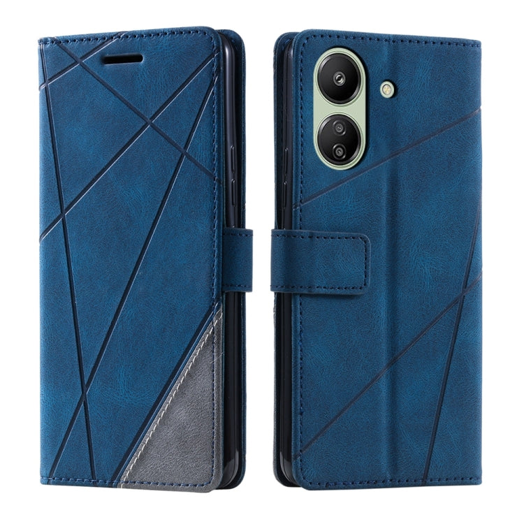 For Xiaomi Redmi 13C Skin Feel Splicing Leather Phone Case(Blue)