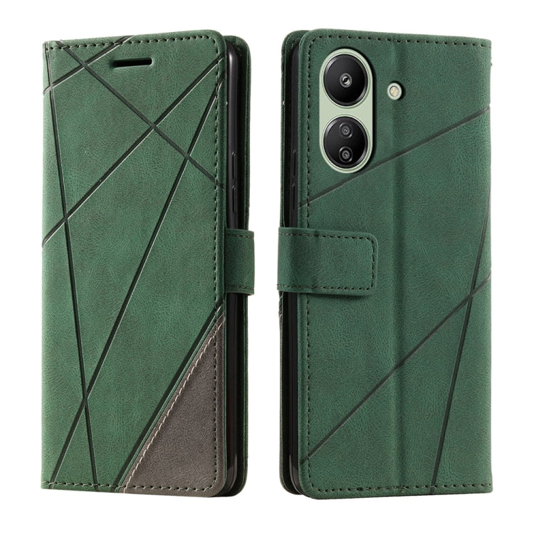 For Xiaomi Redmi 13C Skin Feel Splicing Leather Phone Case(Green)
