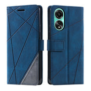 For OPPO A58 4G Skin Feel Splicing Leather Phone Case(Blue)