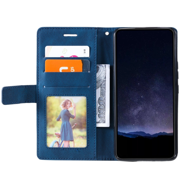 For OPPO A58 4G Skin Feel Splicing Leather Phone Case(Blue)